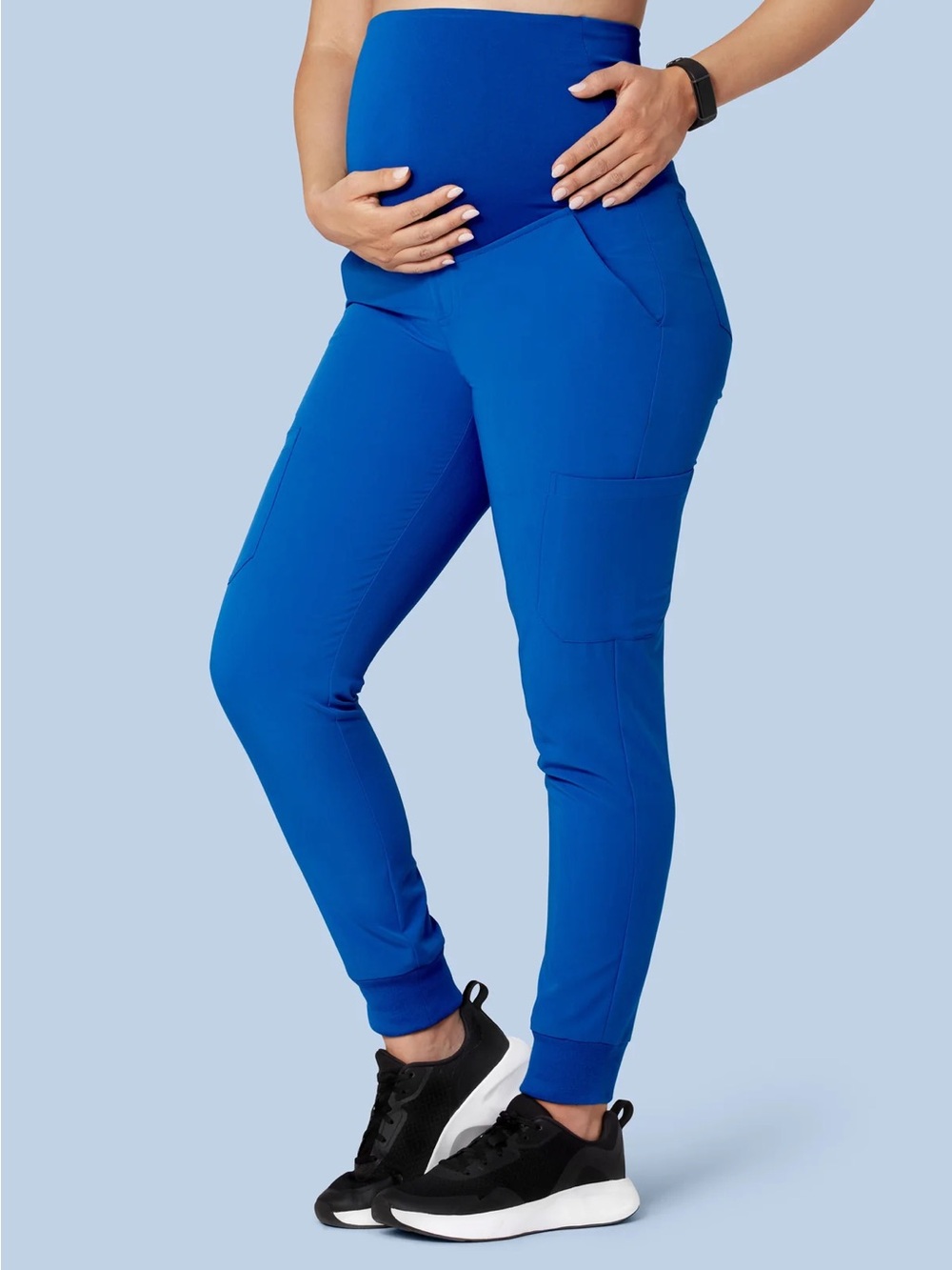 Mandala Scrubs - Maternity Jogger Pants in Royal Blue